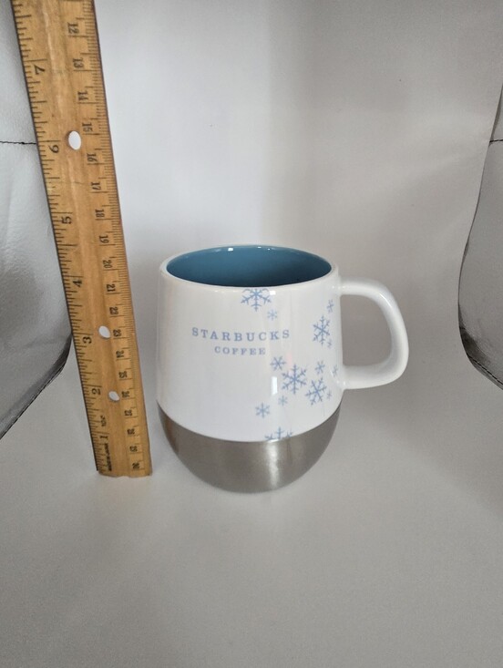 Starbucks Other - Starbucks White Ceramic Mug with Blue Snowflakes and Blue Interior 14oz 2007